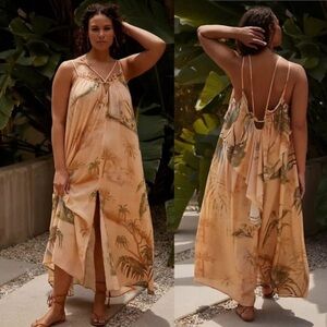 Tahnee Kelland Anthropologie Large Strappy Midi‎ Dress Tropical Jungle